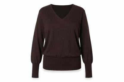 MaxMara Women Brown V-Neck Wool Pullover Jumper XL
