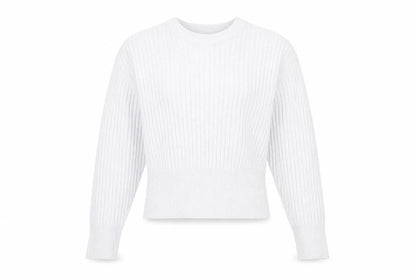 Pull&Bear Women's Grey Ribbed Knit Slim Fit Crew Neck Jumper Size S