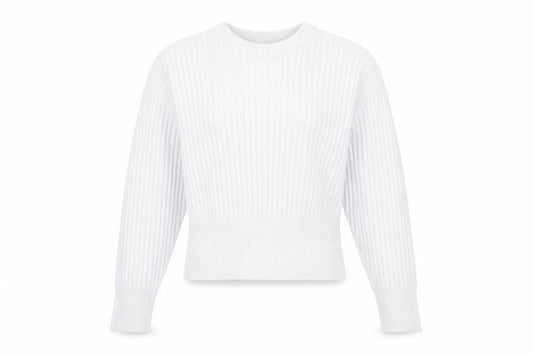 Pull&Bear Women's Grey Ribbed Knit Slim Fit Crew Neck Jumper Size S