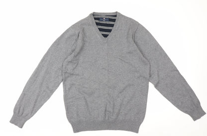 Marks and Spencer Men’s Grey V-Neck Cotton Pullover Jumper S