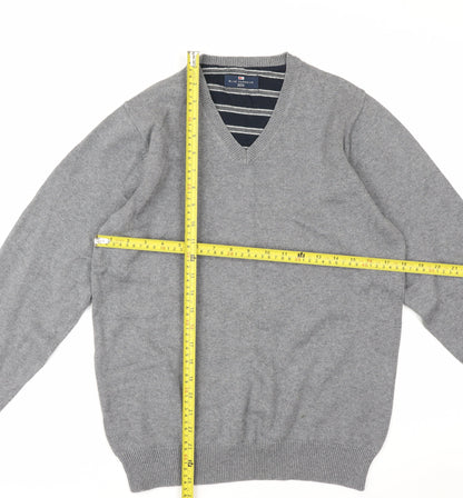 Marks and Spencer Men’s Grey V-Neck Cotton Pullover Jumper S