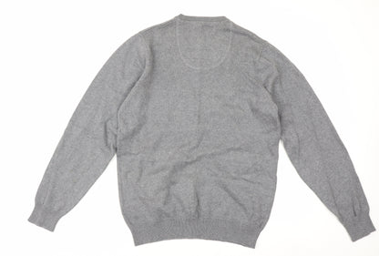 Marks and Spencer Men’s Grey V-Neck Cotton Pullover Jumper S