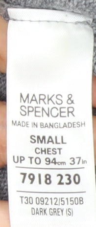 Marks and Spencer Men’s Grey V-Neck Cotton Pullover Jumper S