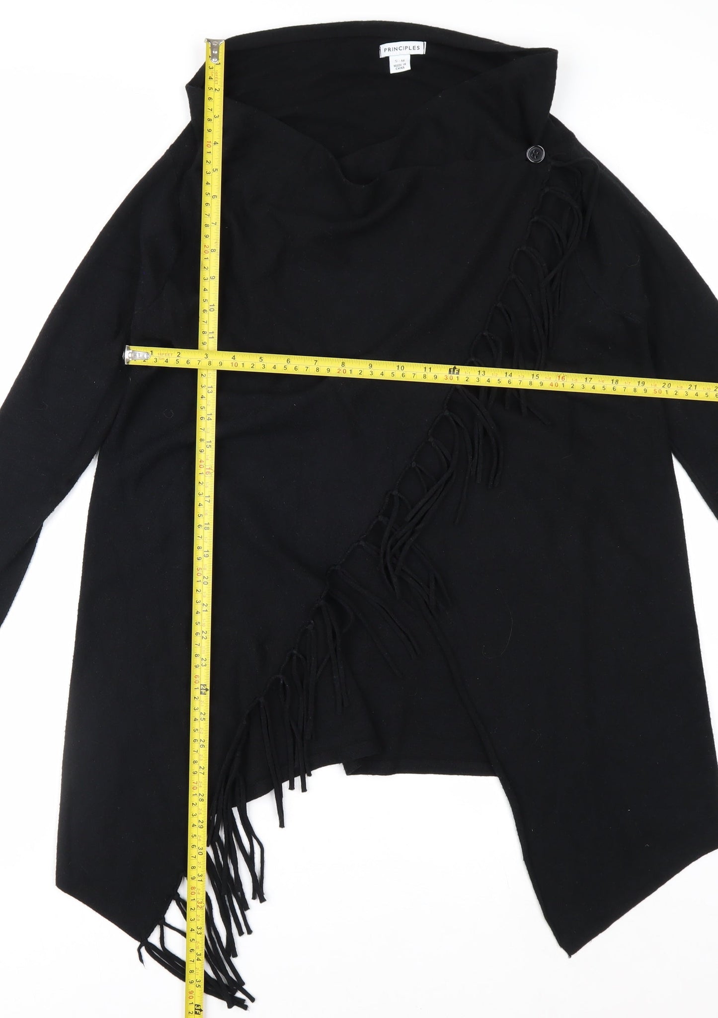 Principles Women's Black Fringe Open Knit Cardigan S