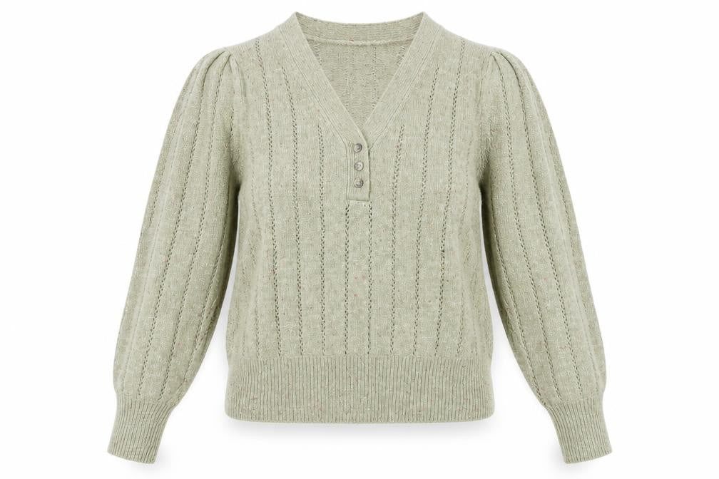 Marks and Spencer Per Una Green Cotton Henley Jumper Women’s Size 14