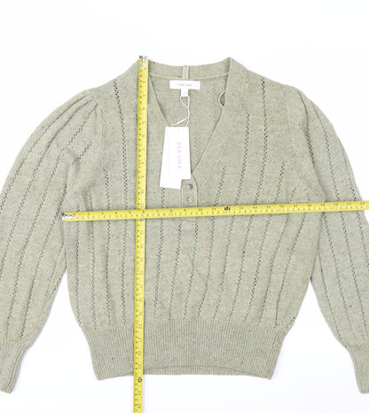 Marks and Spencer Per Una Green Cotton Henley Jumper Women’s Size 14