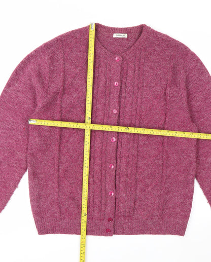 Damart Women's Purple Cable-Knit Cardigan L 18/20 Acrylic Blend