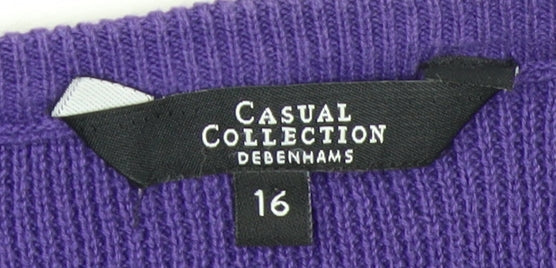 Debenhams Women’s Purple Cotton Open Front Cardigan Size 16