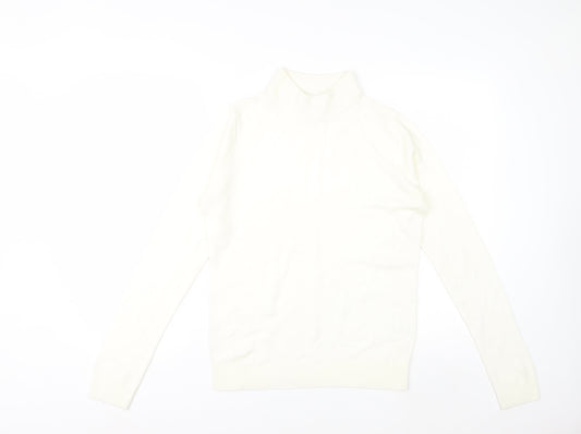 Miss Fiori Couture Women’s Ivory High Neck Acrylic Jumper Size 10
