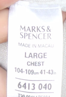 Marks and Spencer Men Ivory V-Neck Knit Acrylic Sleeveless Vest L