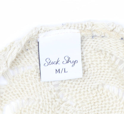 Stock Shop Women Beige Open Knit 3/4 Sleeve Cardigan M