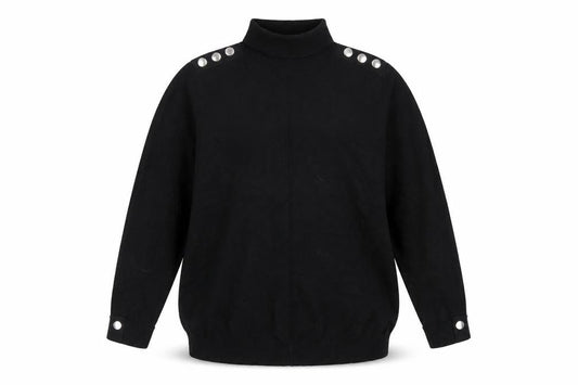 Wallis Women’s Black Roll Neck Button Shoulder Jumper Size 18