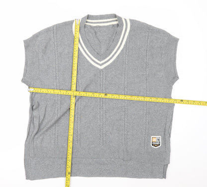 PERSON'S Women's Grey V-Neck Sleeveless Knit Vest Jumper Size S