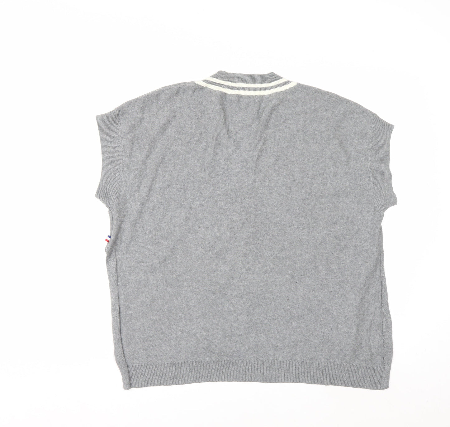 PERSON'S Women's Grey V-Neck Sleeveless Knit Vest Jumper Size S