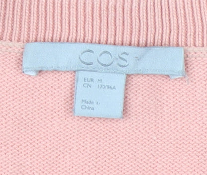 COS Womens Pink Cotton Ruffle Hem 3/4 Sleeve Jumper Size 12