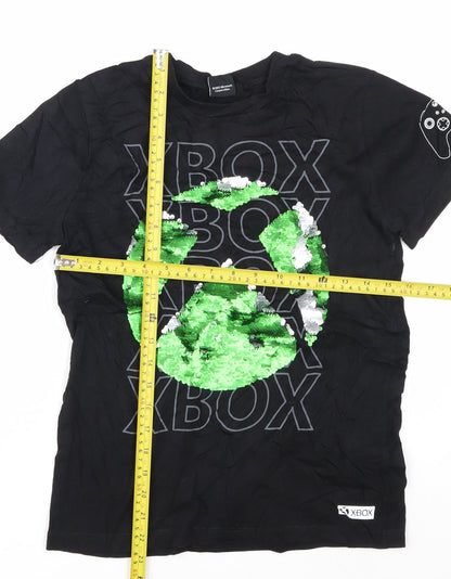 Next Boys Black Xbox Graphic Sequin T-Shirt 11 Years Cotton Short Sleeve