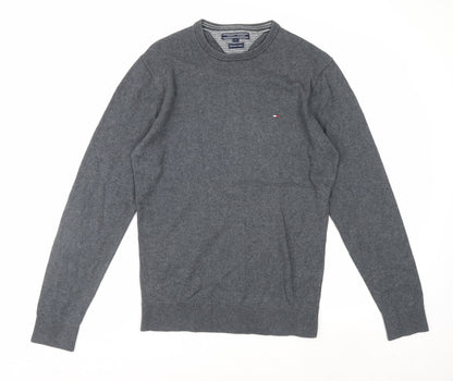 Tommy Hilfiger Men's Grey Cotton Cashmere Crew Neck Jumper Size S