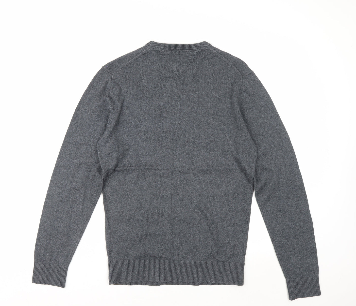 Tommy Hilfiger Men's Grey Cotton Cashmere Crew Neck Jumper Size S