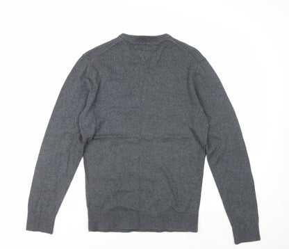 Tommy Hilfiger Men's Grey Cotton Cashmere Crew Neck Jumper Size S