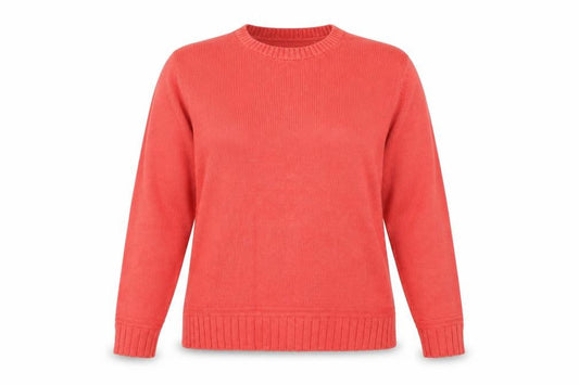 Isle Essentials Women's Coral Cotton Pullover Jumper Size 14-16