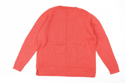 Isle Essentials Women's Coral Cotton Pullover Jumper Size 14-16