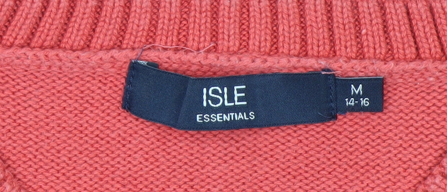 Isle Essentials Women's Coral Cotton Pullover Jumper Size 14-16