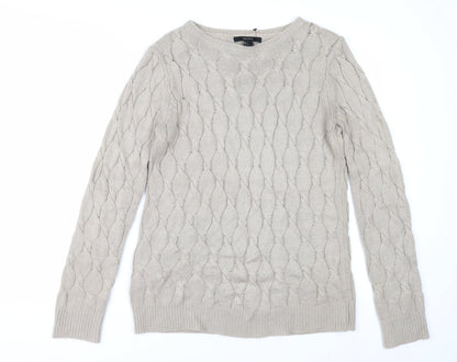 Forever 21 Women’s Beige Cable Knit Jumper Size S Crew Neck Pullover