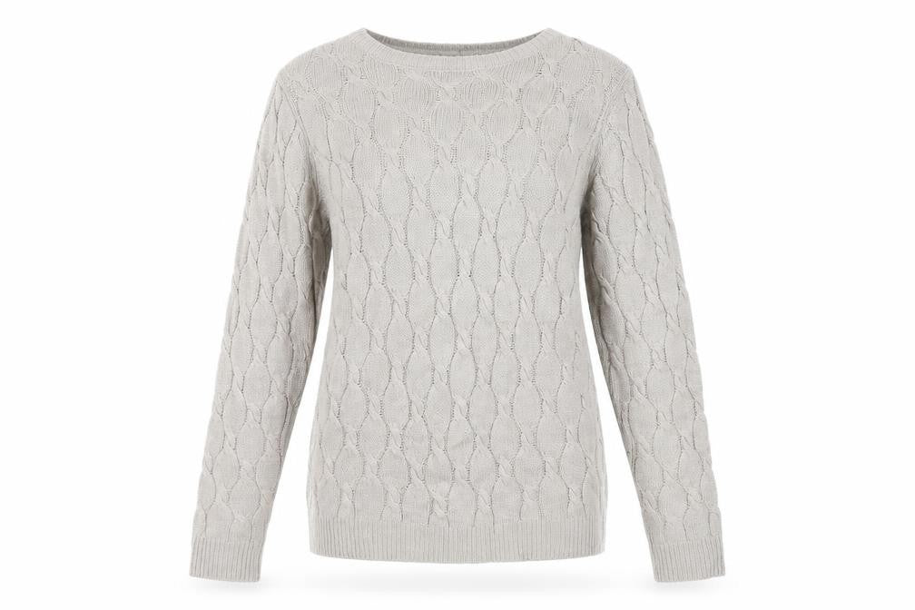 Forever 21 Women’s Beige Cable Knit Jumper Size S Crew Neck Pullover