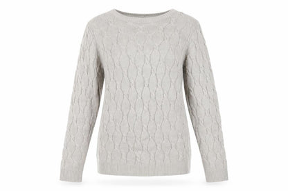 Forever 21 Women’s Beige Cable Knit Jumper Size S Crew Neck Pullover