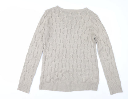 Forever 21 Women’s Beige Cable Knit Jumper Size S Crew Neck Pullover