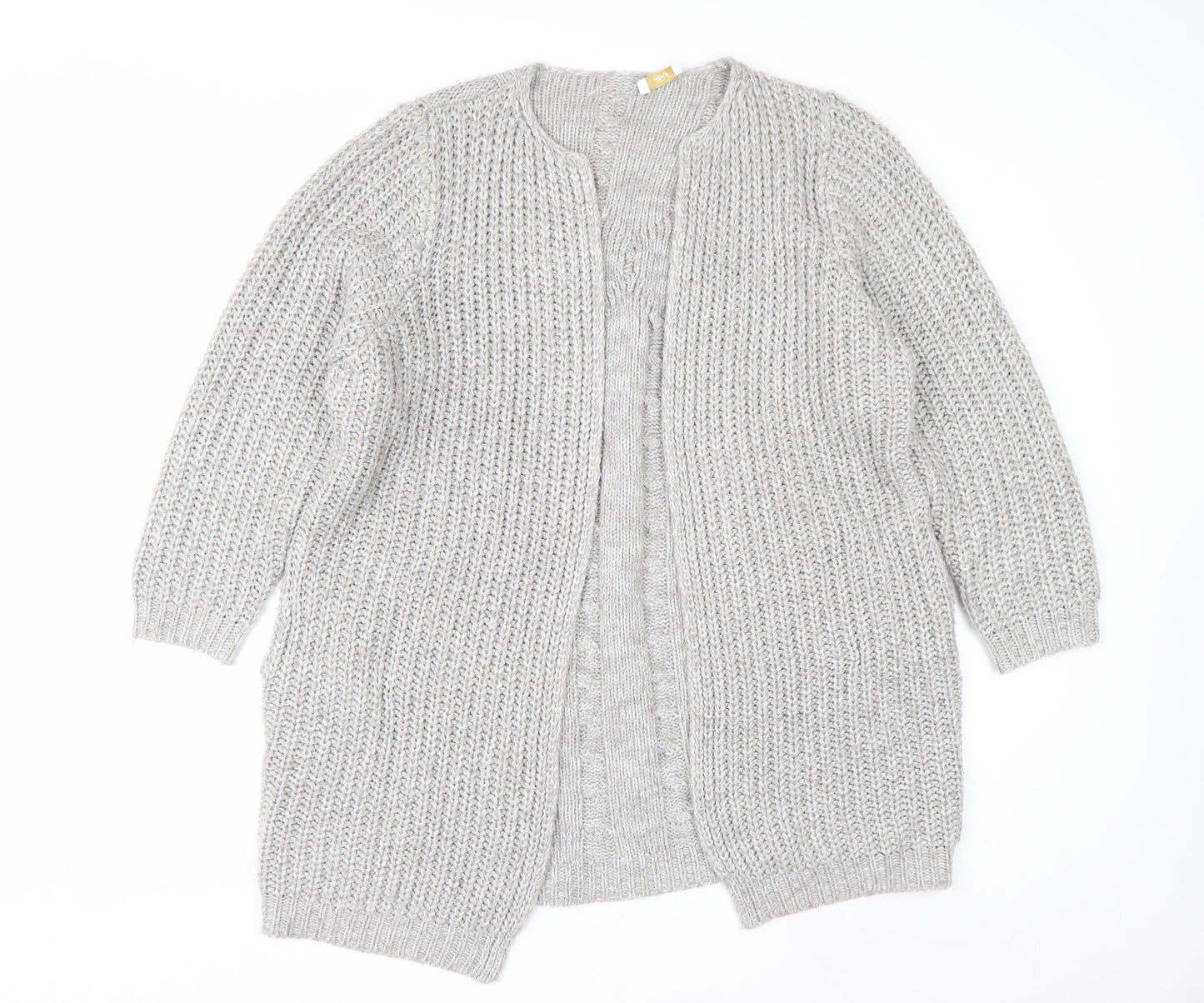 Cotton Traders Womens Grey Chunky Knit Long Cardigan Size 16