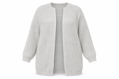 Cotton Traders Womens Grey Chunky Knit Long Cardigan Size 16
