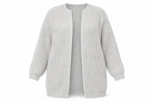 Cotton Traders Womens Grey Chunky Knit Long Cardigan Size 16