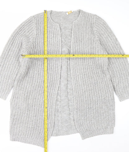 Cotton Traders Womens Grey Chunky Knit Long Cardigan Size 16