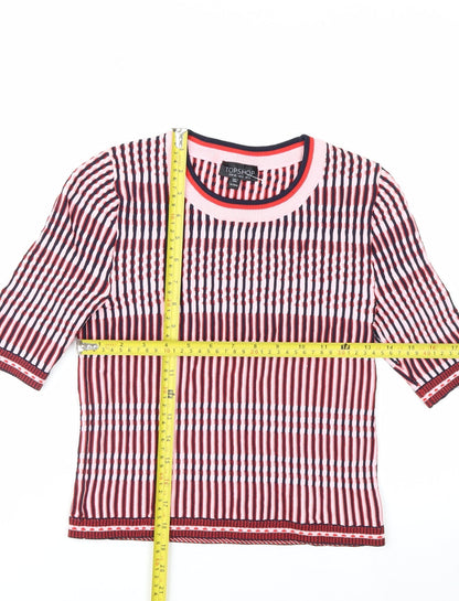 Topshop Women’s Multicoloured Striped Knit Slim Fit Cropped T-Shirt UK 8