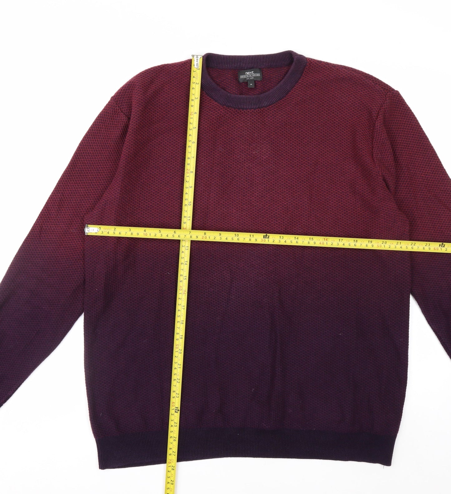 Next Men's Red Cotton Crew Neck Jumper XL Pullover Knitwear