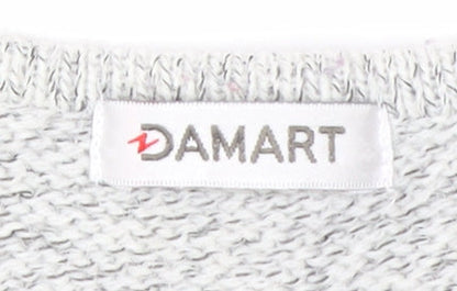 Damart Women Grey Embroidered Open-Knit Pullover Jumper Size 14/16