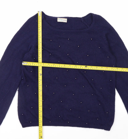 Marks and Spencer Women’s Blue Beaded Angora Blend Jumper Size 8