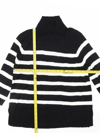 Zara Women’s Black White Striped Roll Neck Jumper Size 12