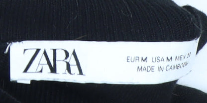 Zara Women’s Black White Striped Roll Neck Jumper Size 12
