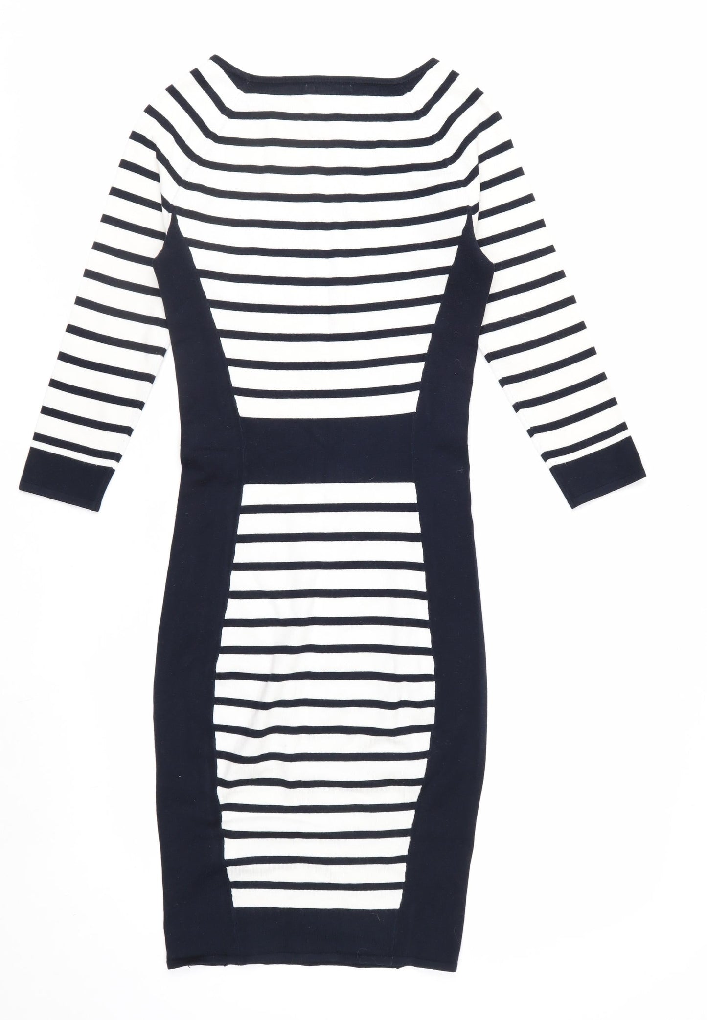 H&M Women’s Black White Striped Bodycon Knit Dress XS