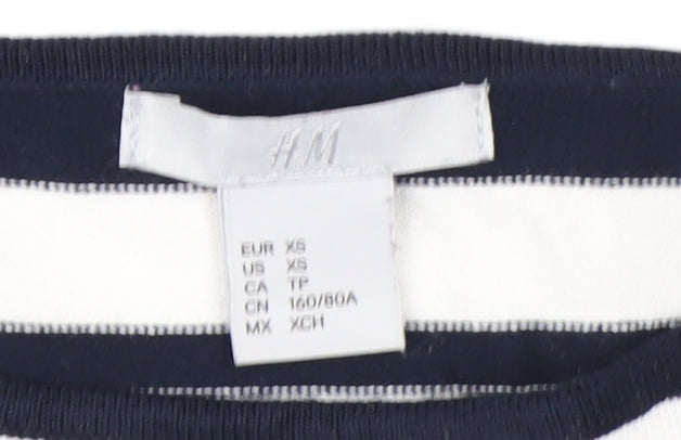 H&M Women’s Black White Striped Bodycon Knit Dress XS