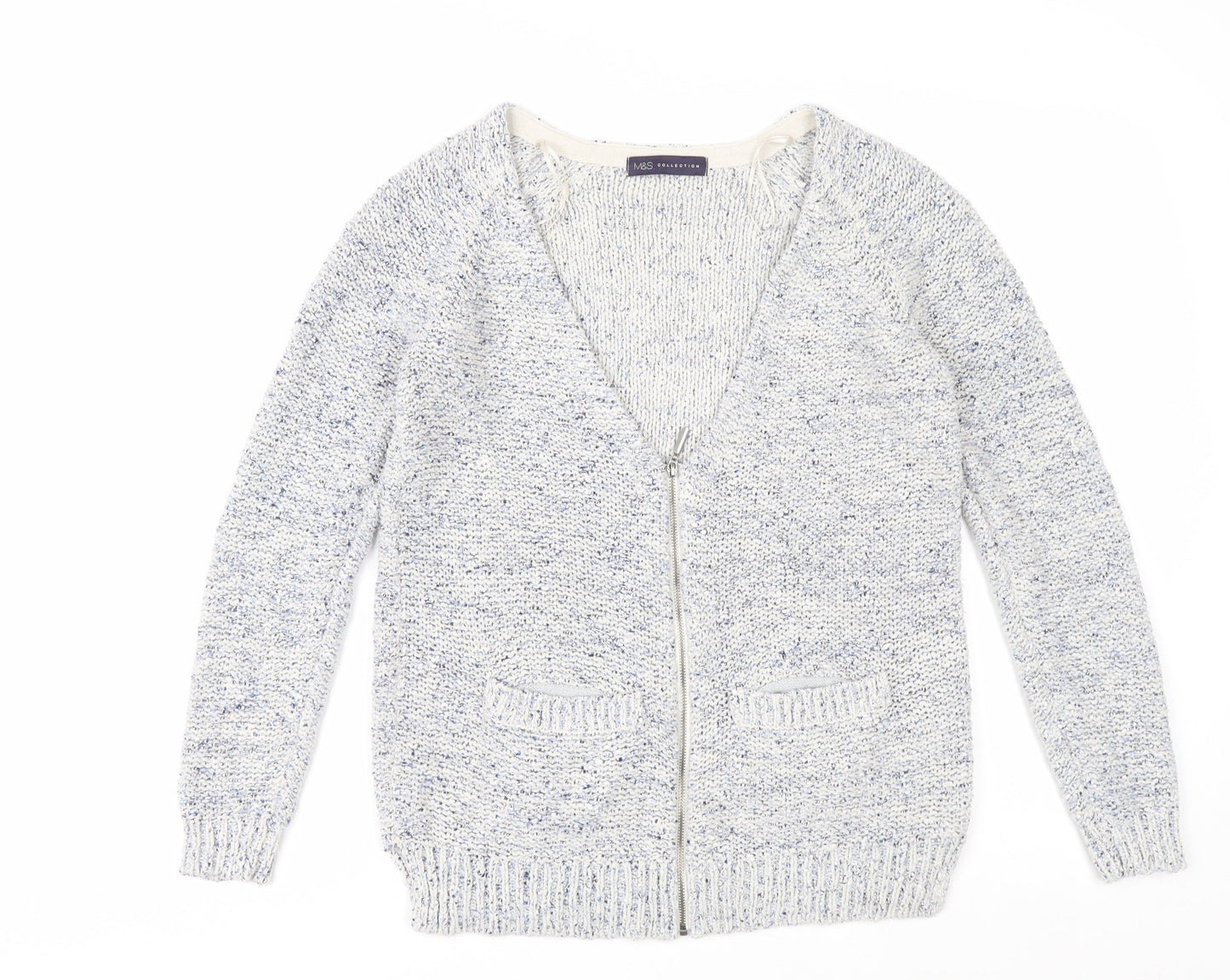Marks and Spencer Women’s Grey Full Zip Knit Jumper Size 8