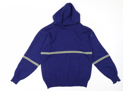 Reiver Men’s Blue Wool Pullover Hoodie Medium Classic Knit