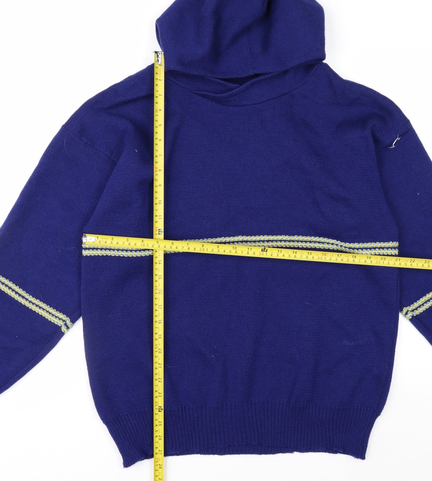 Reiver Men’s Blue Wool Pullover Hoodie Medium Classic Knit