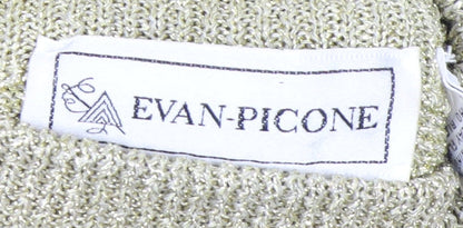 Evan-Picone Women’s Gold Roll Neck Metallic Knit Jumper Size L Vintage