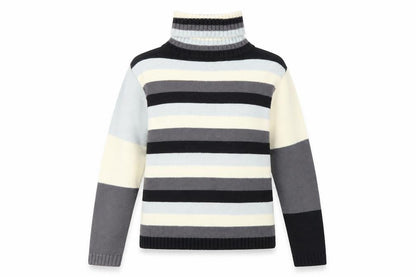 AD Woman Multicoloured Roll Neck Striped Knit Jumper M