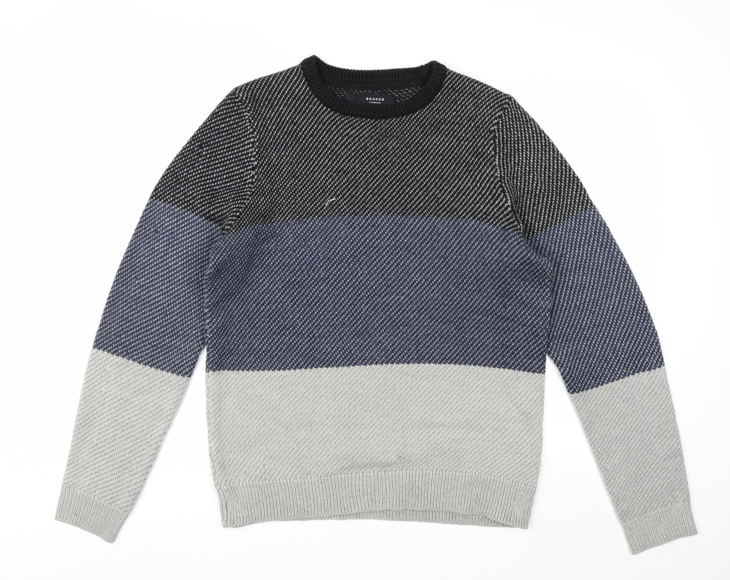 Broken Standard Men's Multicoloured Crew Neck Acrylic Pullover Jumper M