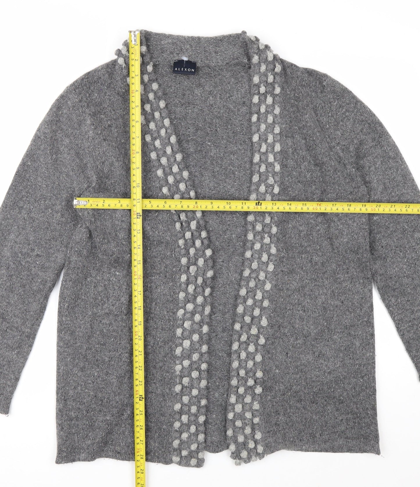 Alexon Women’s Grey Silk Angora Knit Cardigan Size 12