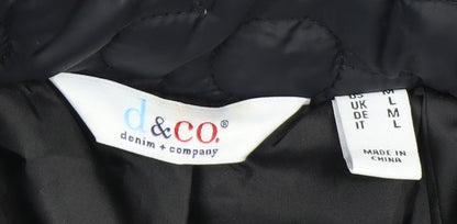 Denim & Co Womens Black Quilted Nylon Mid-Length Jacket L